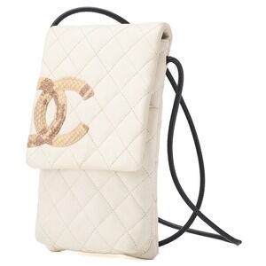 Chanel Chain Shoulder Bag Matelasse Calfskin Python White Black